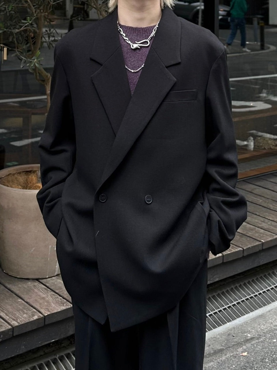 受注制【Chikashitsu +】set up overfit double jacket (3color)