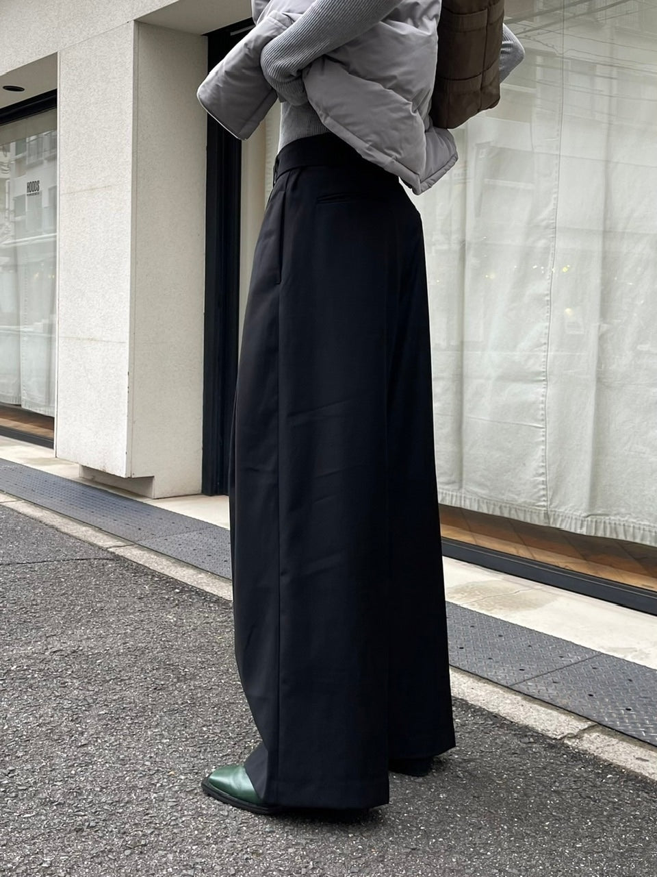 受注制【Chikashitsu +】belt wide slacks (3color)