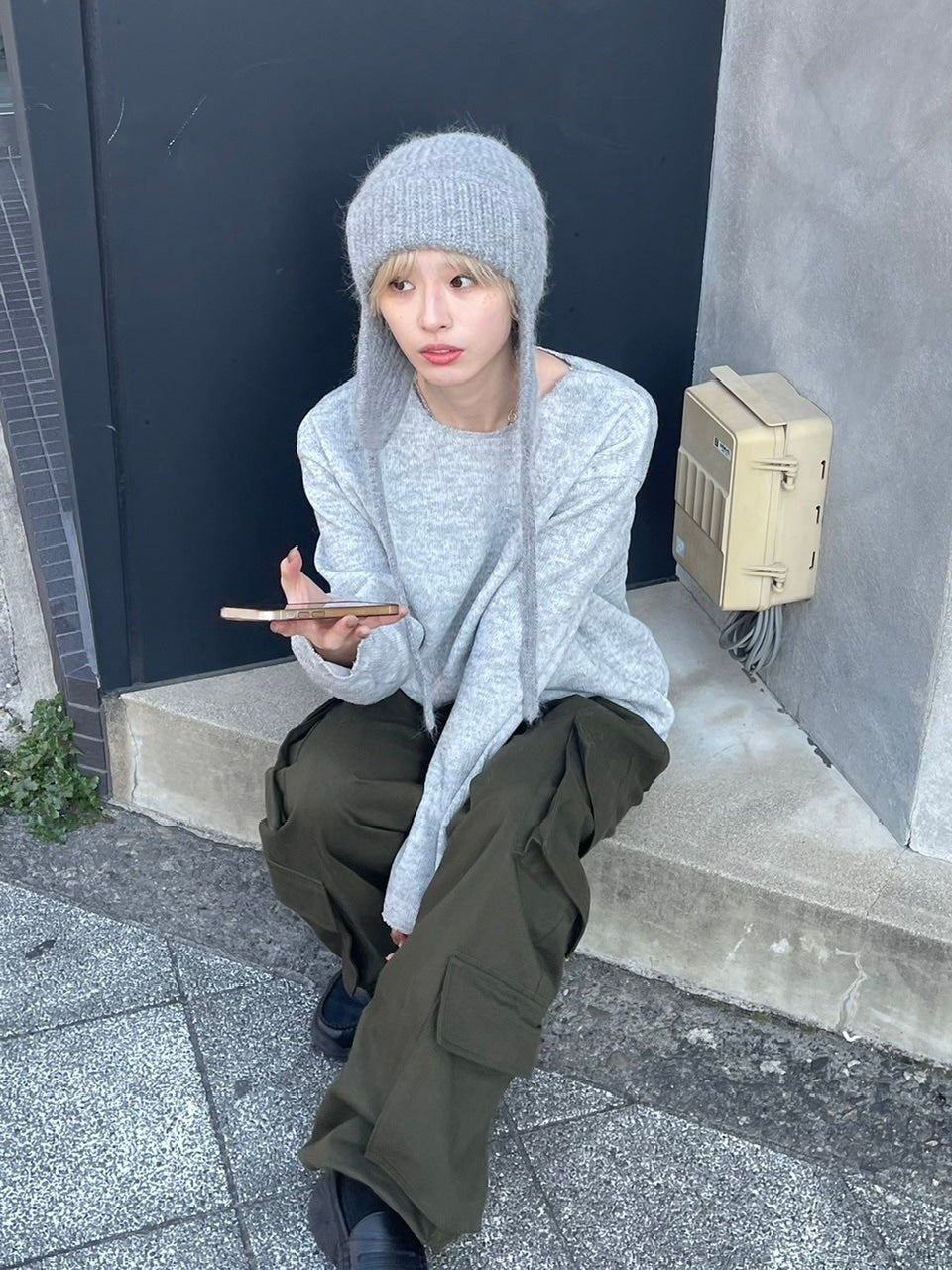 【Chikashitsu +】unisex over knit (4color) / 【チカシツプラス】ユニセックスオーバーサイズ長袖ニット