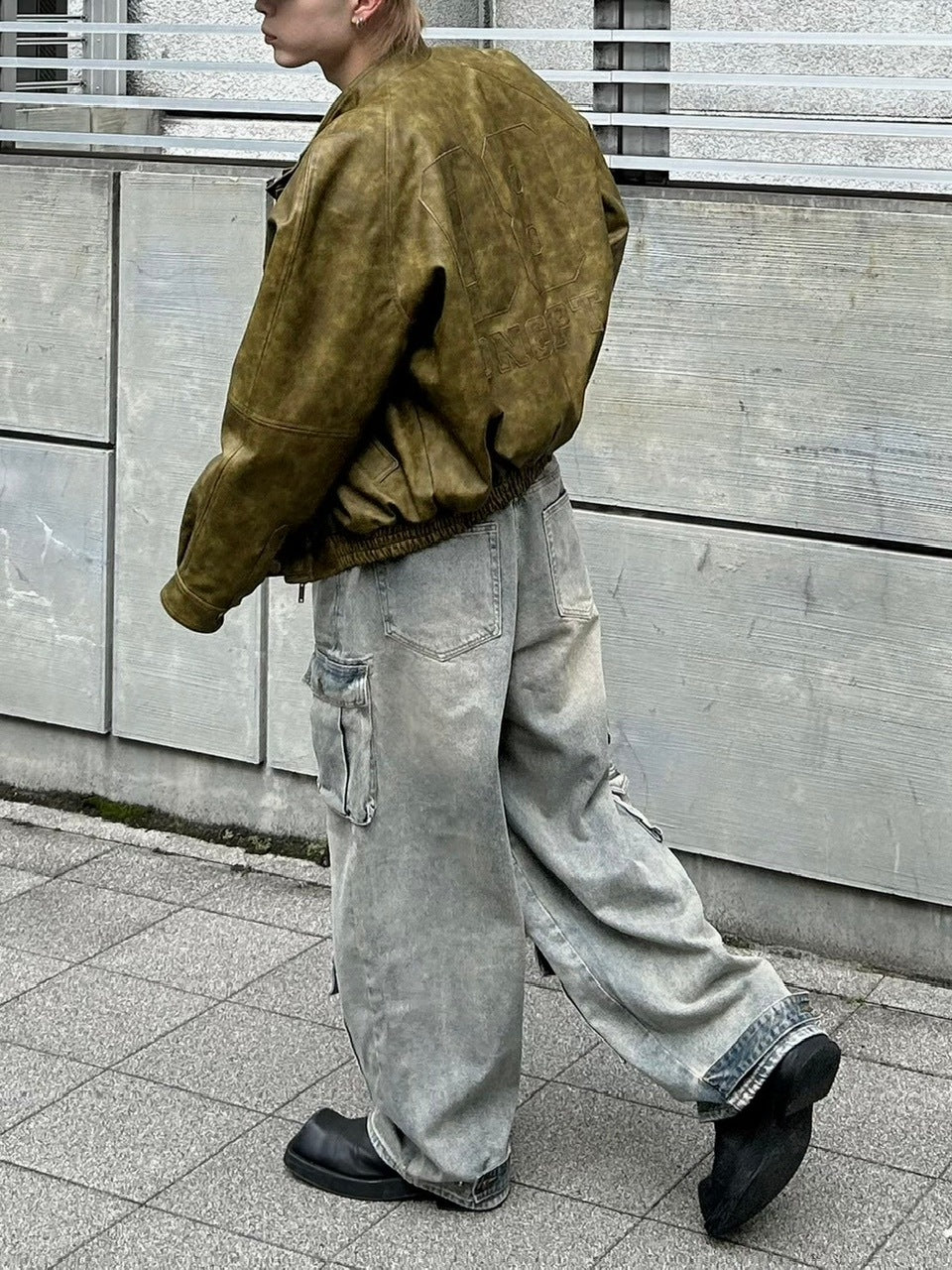 受注制【Chikashitsu +】vintage wash cargo denim pants (2color)
