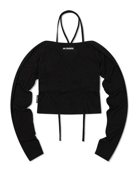 【Uglyshadow】BEADS TIE CARDIGAN SET / 【アグリーシャドウ】ビーズネクタイセット長袖カーディガン