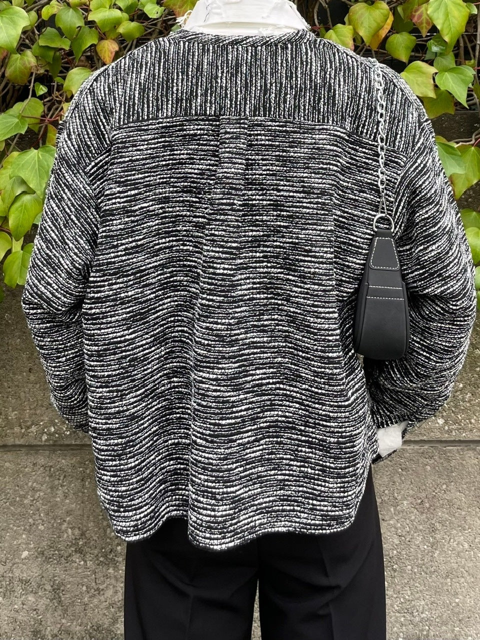 受注制【Chikashitsu +】no collar light tweed shirt (2color)