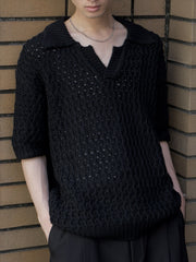 東京店WEB限定受注制【Chikashitsu +】skipper mesh knit polo (3color)