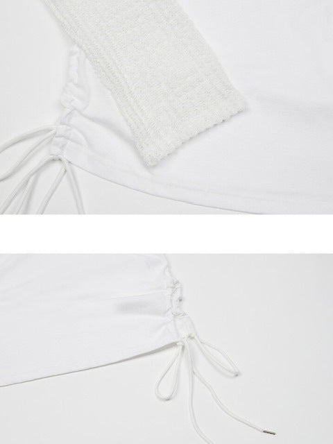 【NOT KNOWING】Net Sleeve Neck Strap O-Ring Top