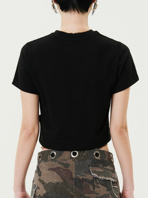 【HOLY NUMBER 7】Girl's hip-hop CROP T-SHIRTS / 【ホーリーナンバーセブン】ガールズヒップホップクロップ半袖Tシャツ