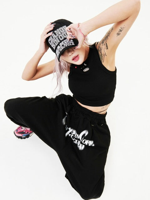 【HOLY NUMBER 7】Women's Dancer Crop Tank Top / 【ホーリーナンバーセブン】ダンサークロップロゴプリントタンクトップ