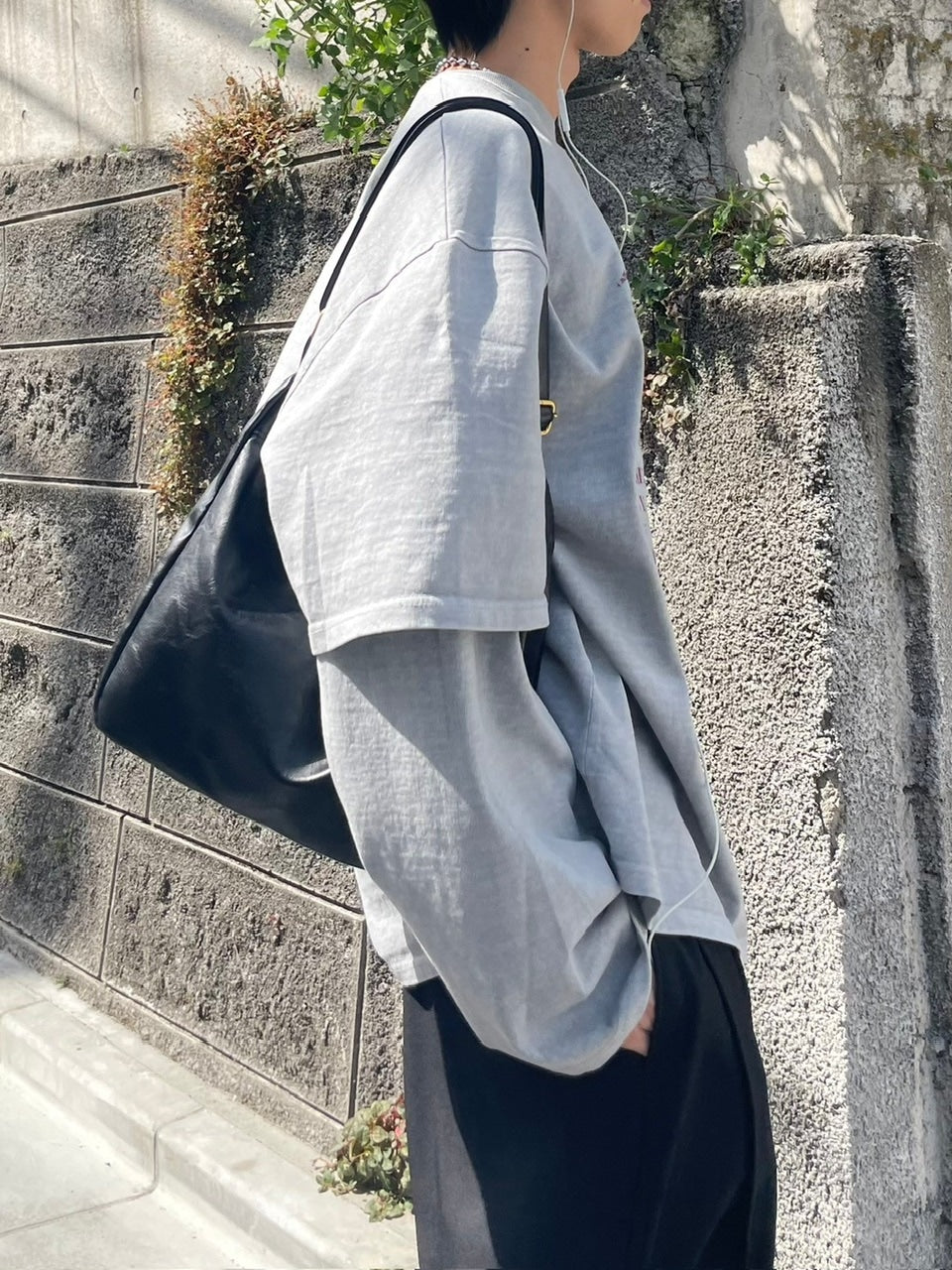 【Chikashitsu +】layered graphic long sleeve (2color) / 【チカシツプラス】レイヤードグラフィックプリント長袖Tシャツ