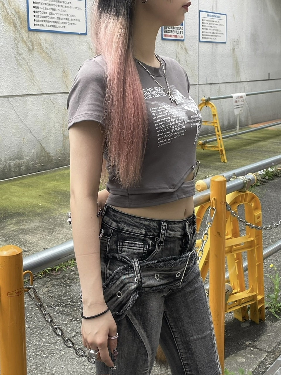 【Never mind the XU】butterfly print cropped tee (3color)