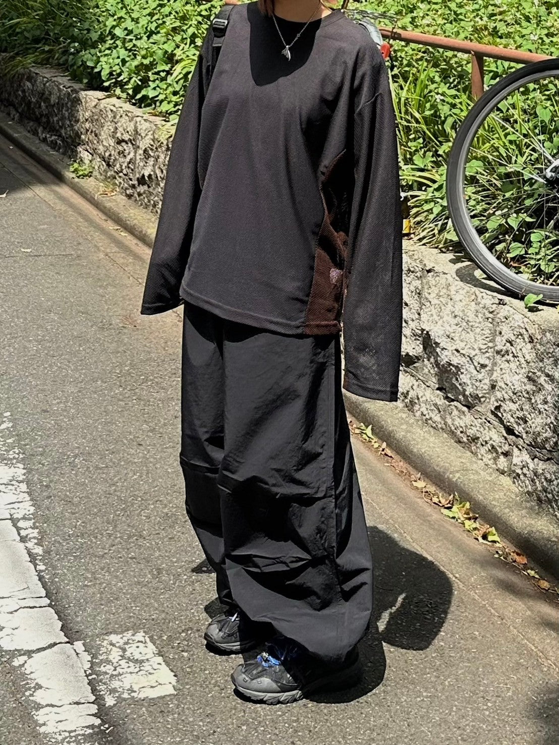 受注制【Chikashitsu +】side pattern mesh long sleeve