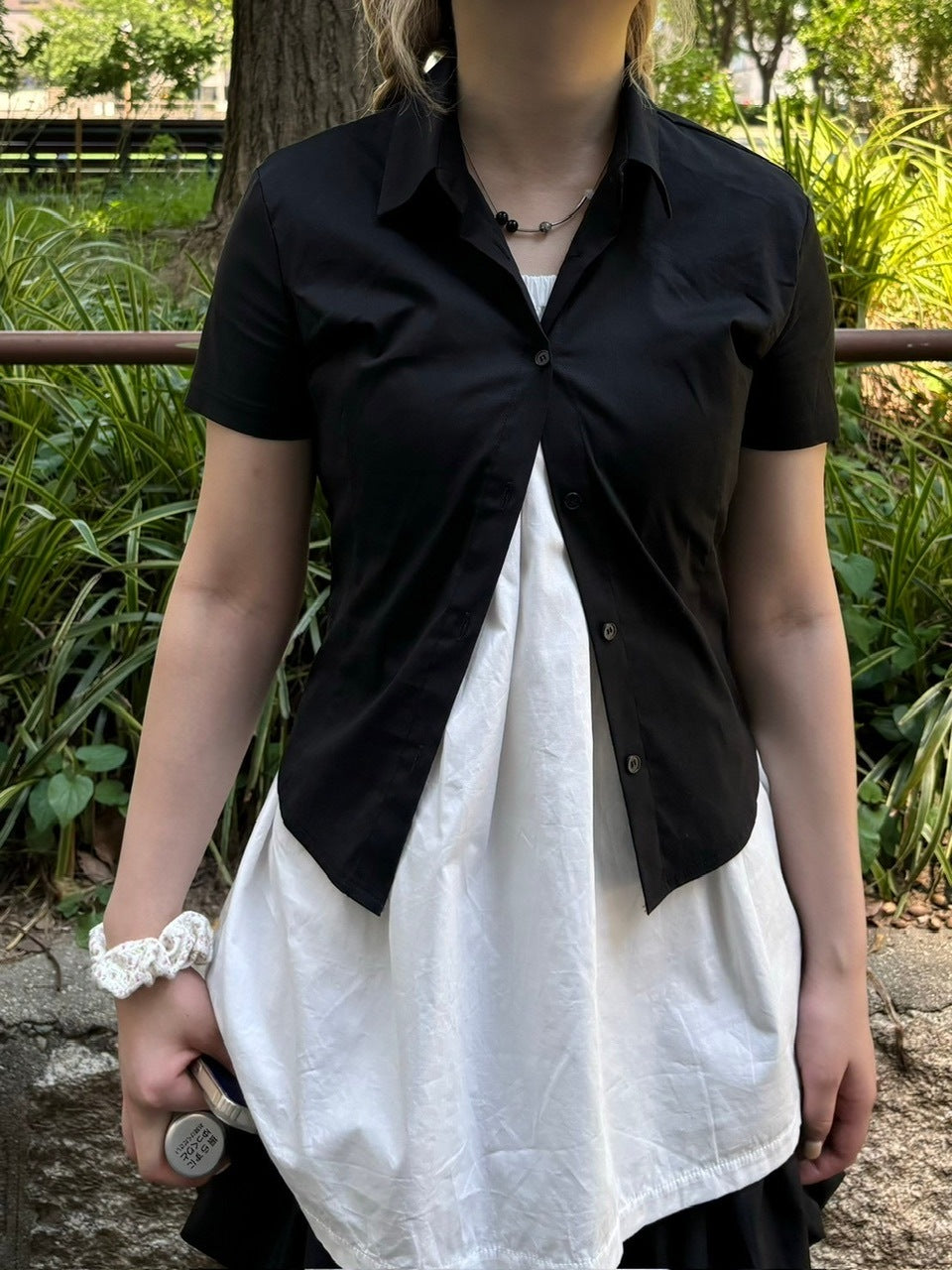 受注制【OaKS】cropped half sleeve shirt (3color)