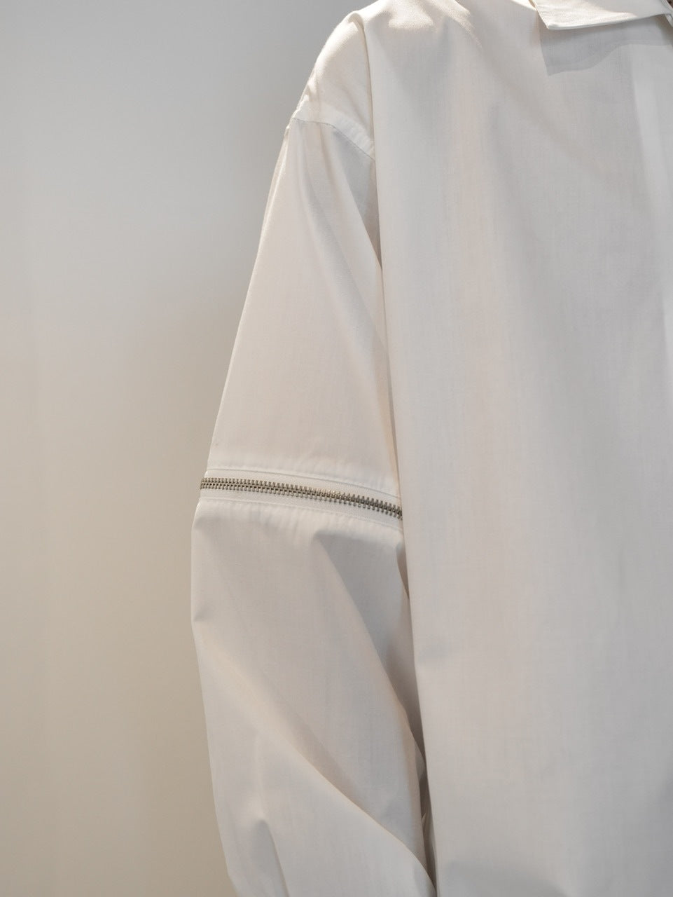 【CS】2way zip square cut shirt (white) / 【シーエス】2ウェイジップスクエアカット長袖シャツ