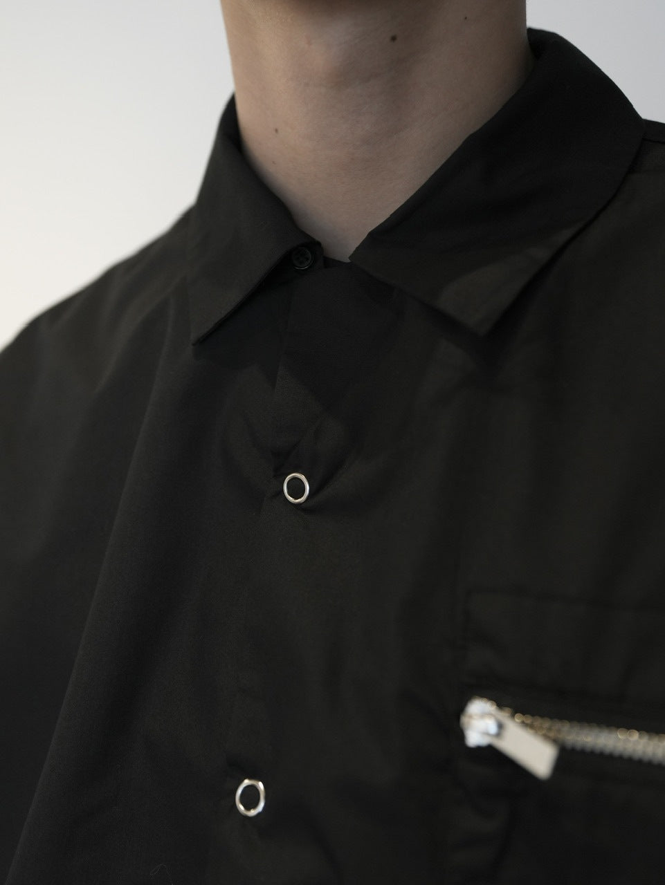 【CS】2way zip square cut shirt (black) / 【シーエス】2ウェイジップスクエアカット長袖シャツ