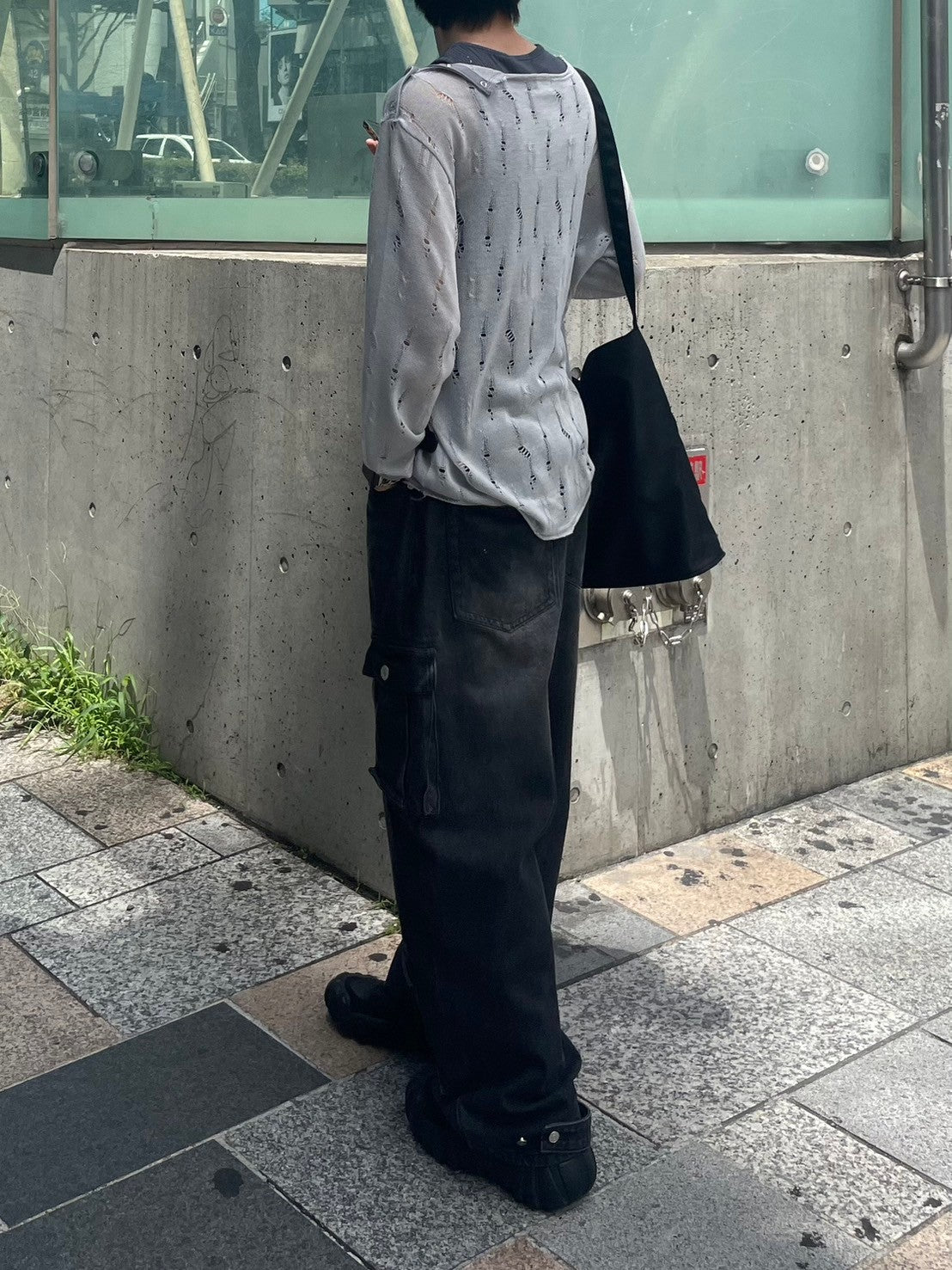 受注制【Chikashitsu +】shoulder button damage summer knit (3color)