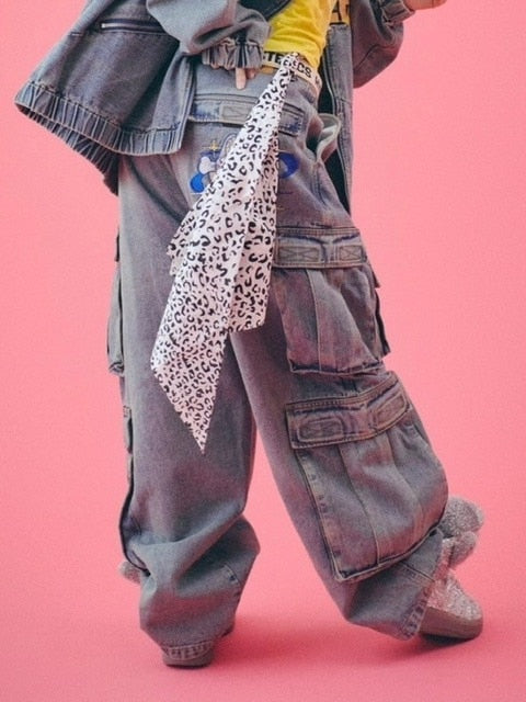 【GALFY】ダーティーデニムワイドカーゴ