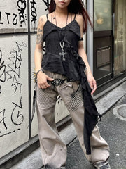 受注制【Never mind the XU】damage frill sleeveless (3color)