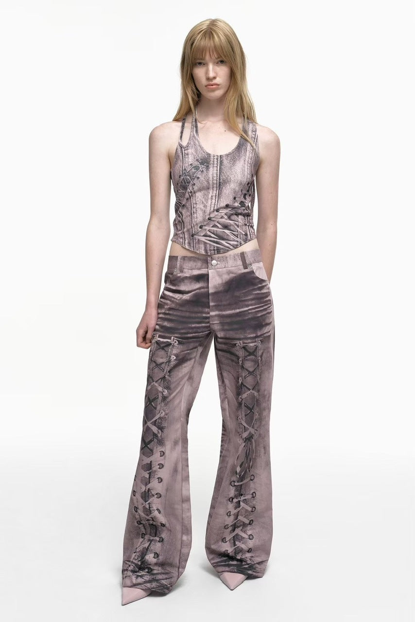 【NACHE】RACE UP PRINTED PANTS