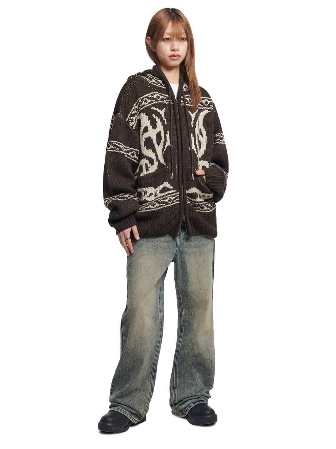 【NOMANUAL】COWICHAN HOODED ZIP-UP