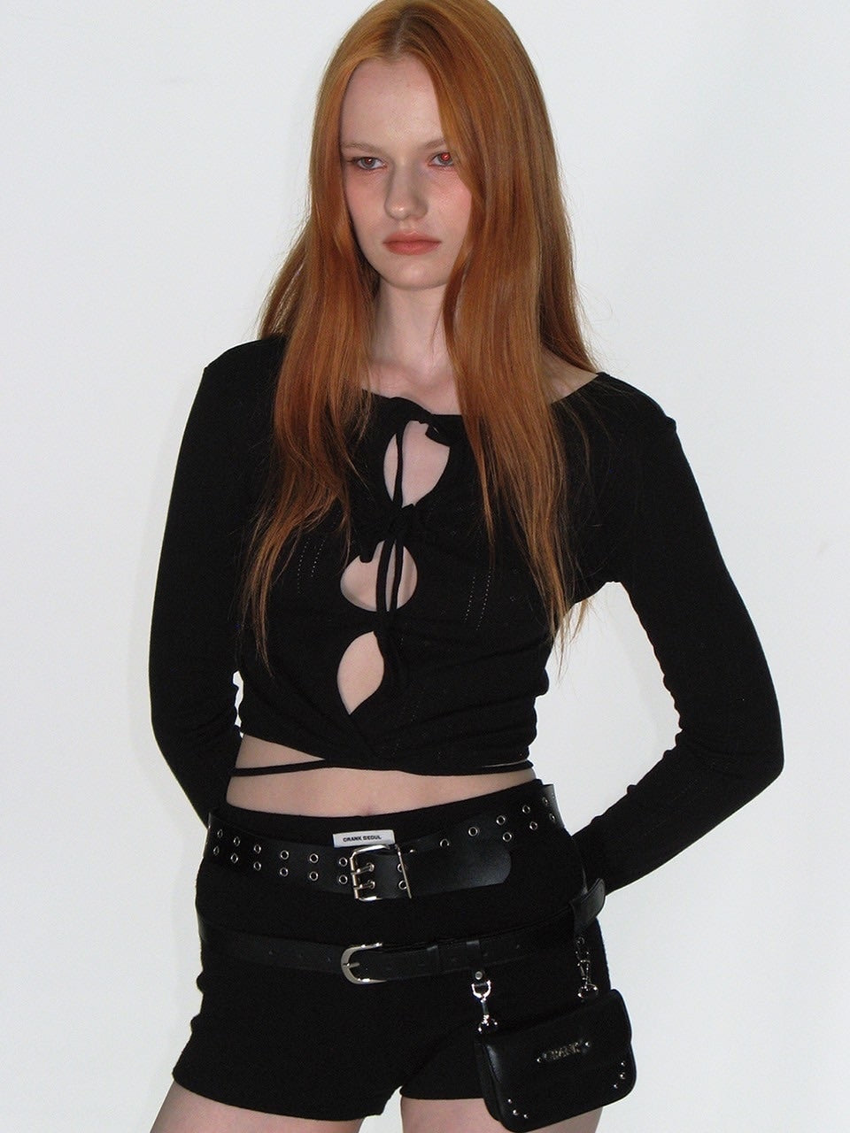 【CRANK】EYELET STRING CROP TOP