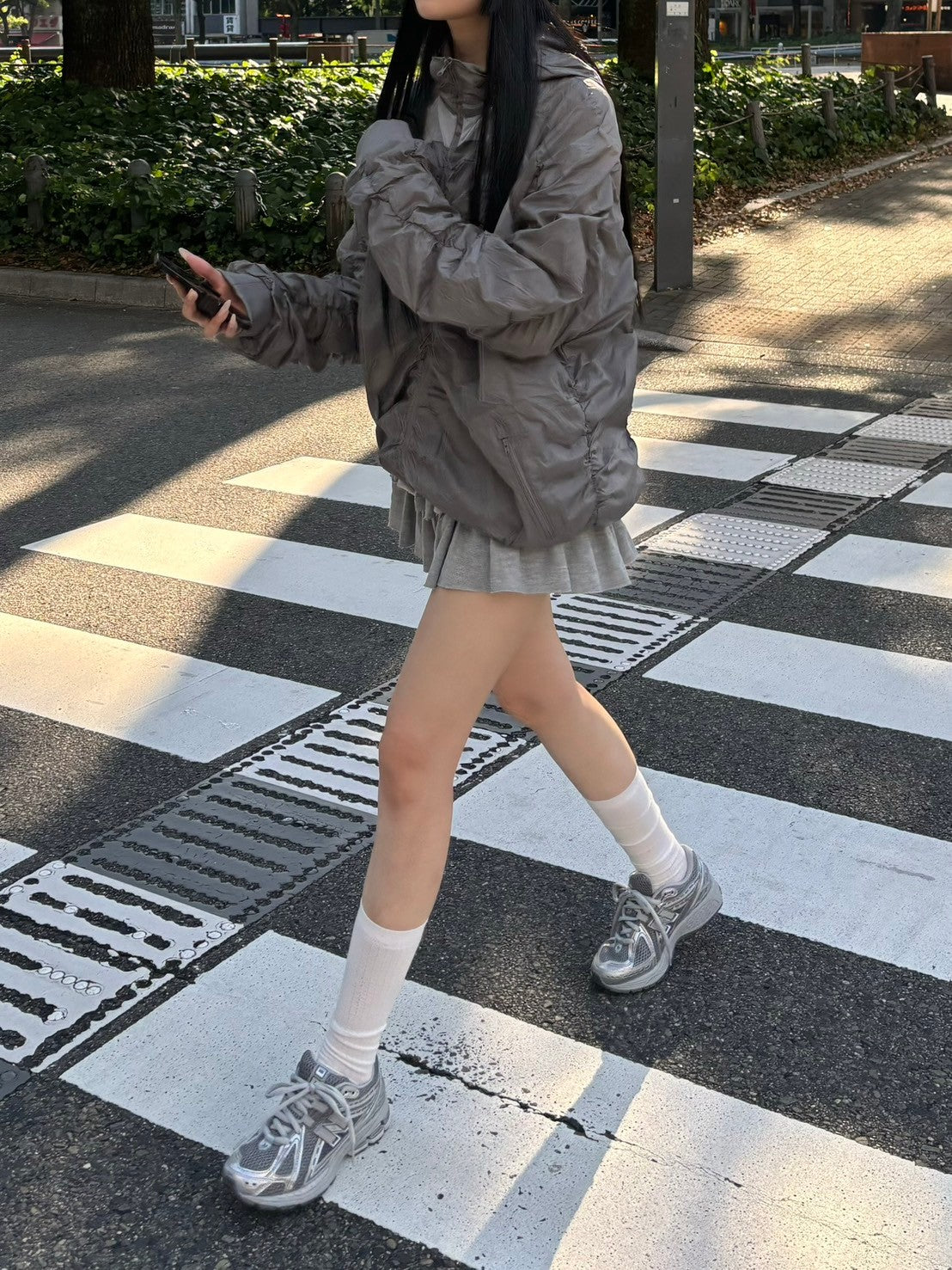 受注制【oaks】shirring design nylon jacket (3color)