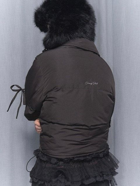 【FANCY CLUB】RIBBON COLLAR SHORT PUFFER
