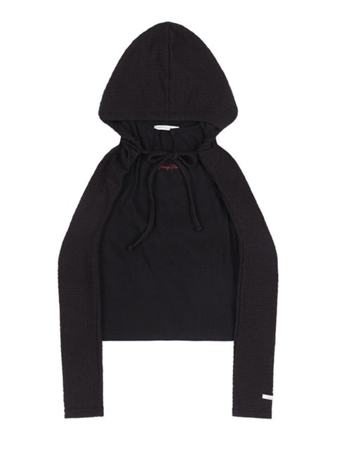 【FANCY CLUB】KNITTED HOOD BOLERO SET UP / 【ファンシークラブ】タンクトップ長袖ニットボレロセットアップ