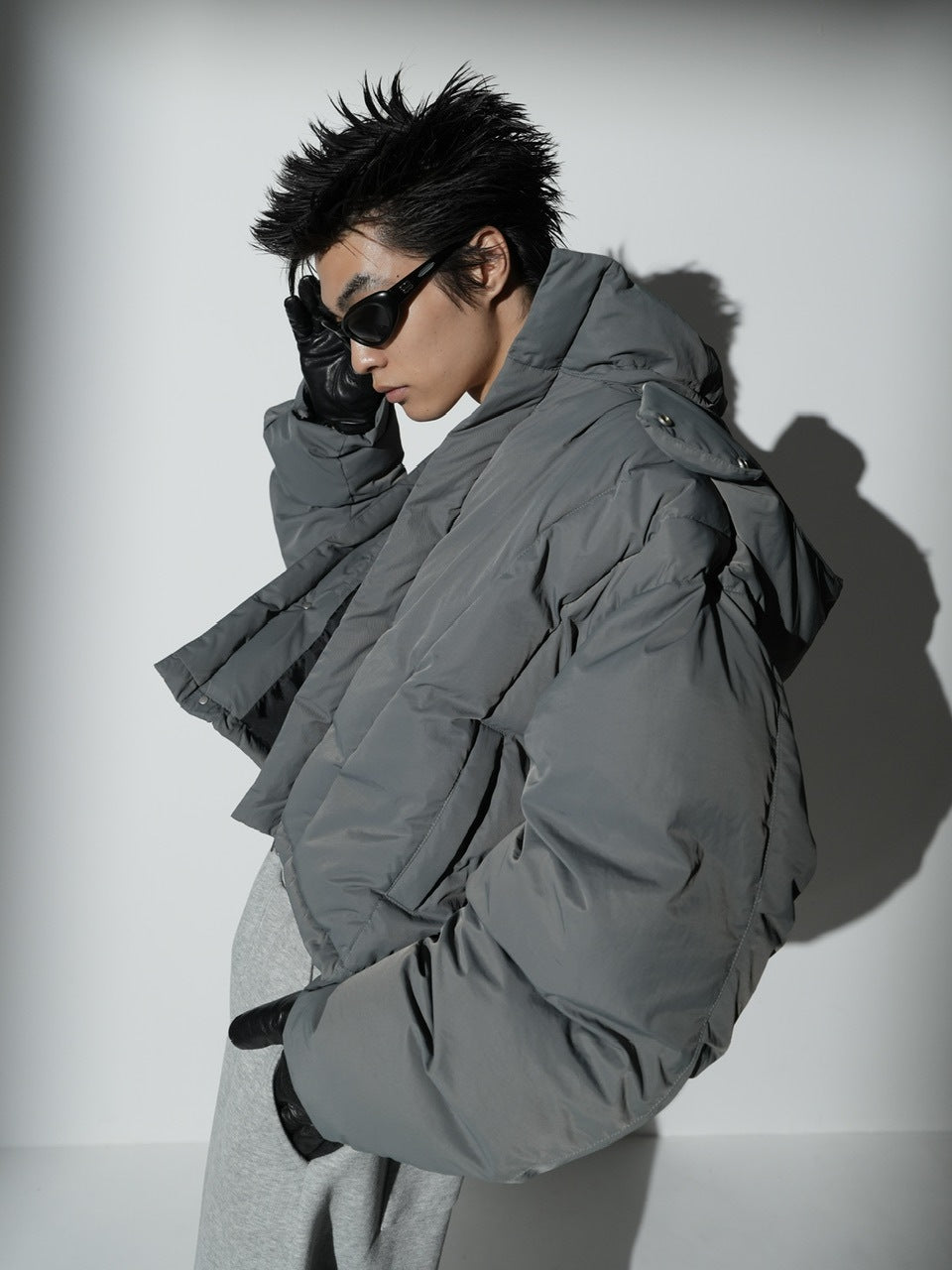 【CS】2way cropped puffer jacket (charcoal)