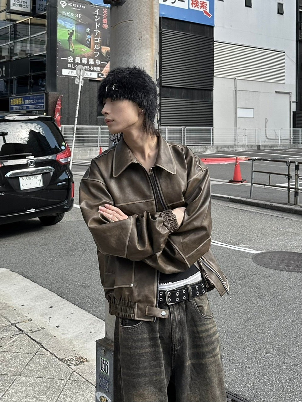 大阪店WEB限定受注制【Chikashitsu +】washing vegan leather jacket (2color)