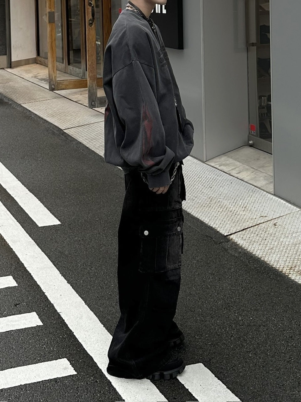 大阪店WEB限定受注制【Chikashitsu +】multi pocket cargo denim pants