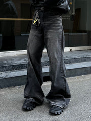 大阪店WEB限定受注制【Chikashitsu +】back snap wide flare denim pants (2color)