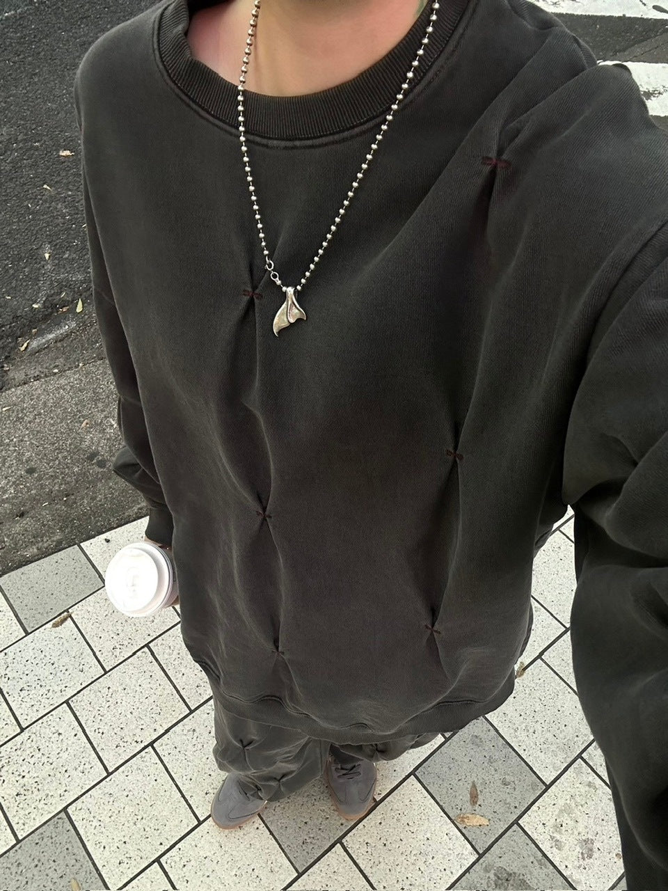 受注制【Chikashitsu +】stitch design sweat (3color)