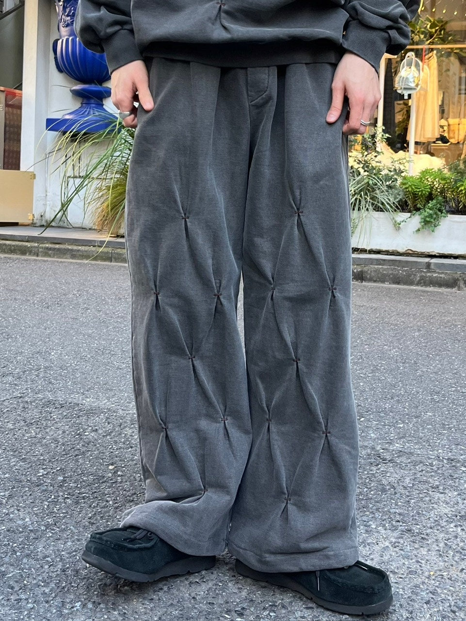 受注制【Chikashitsu +】stitch design sweat pants (3color)