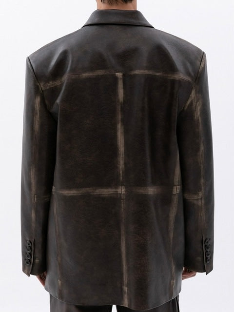 【ESC STUDIO】washing leather 4 buttons blazer