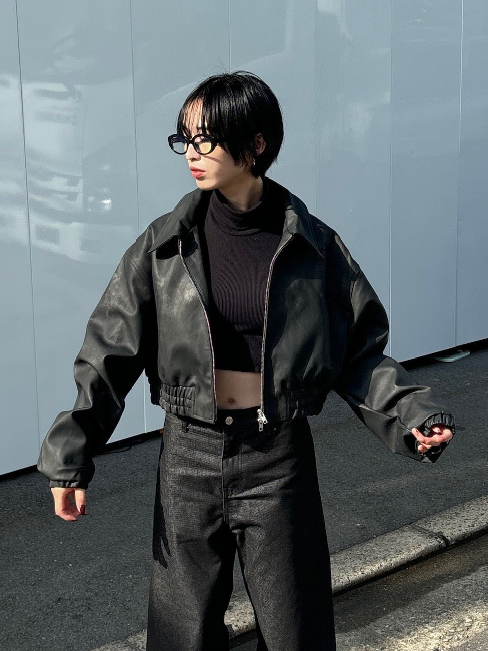 受注制【oaks】fake leather jacket (2color) / 【オークス】フェイクレザージャケット