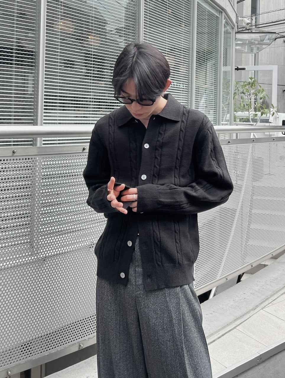 受注制【Chikashitsu +】cable lib knit cardigan (3color)