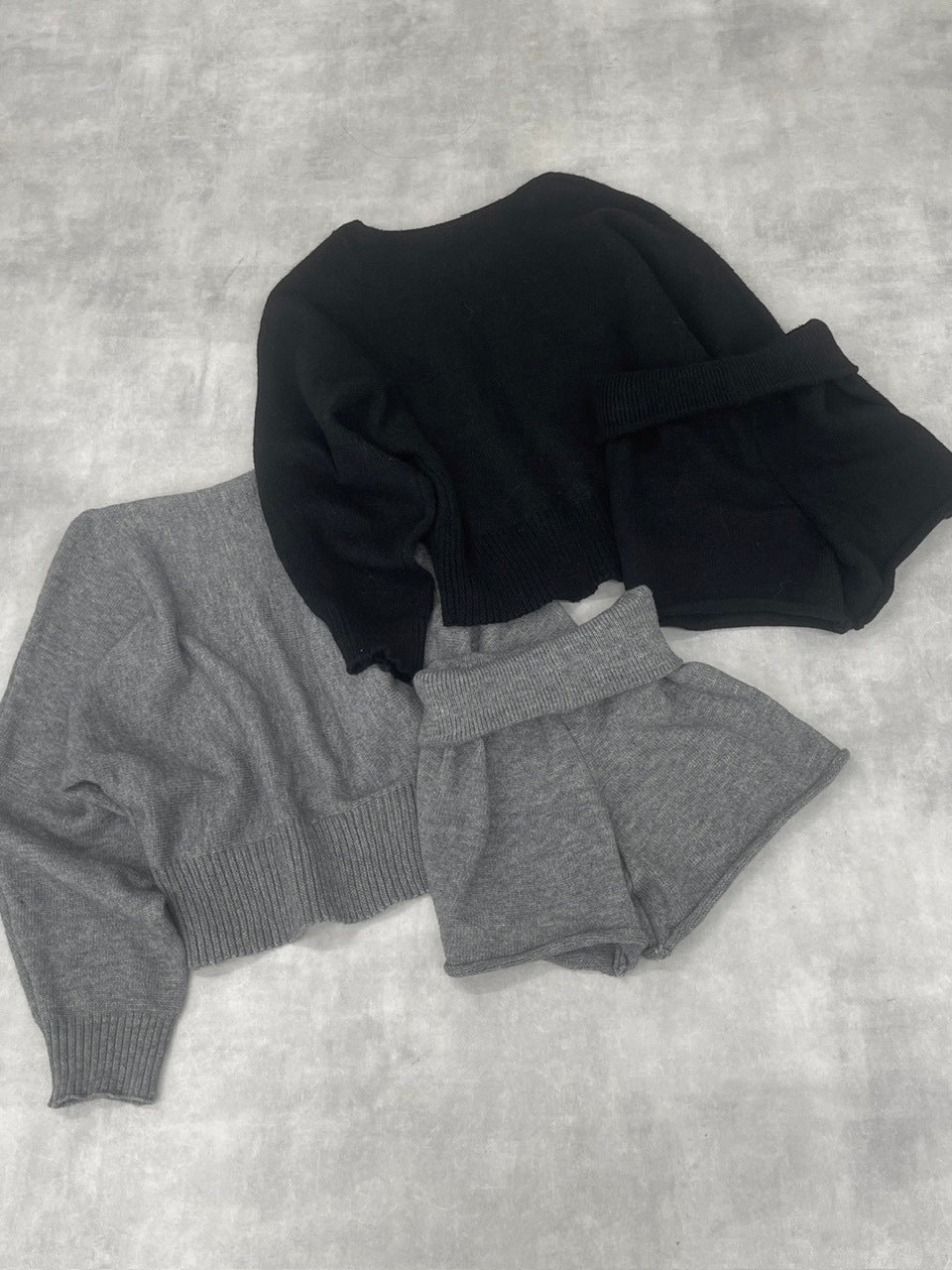 【nmtc +】one shoulder knit and shorts set (4color)