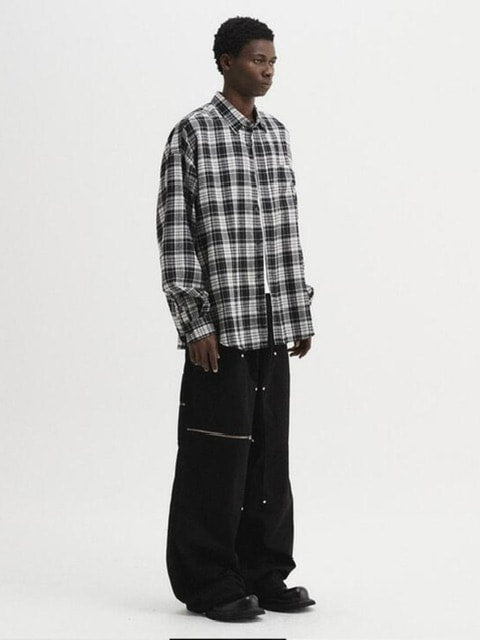 【DNSR】Oversized flannel check shirt