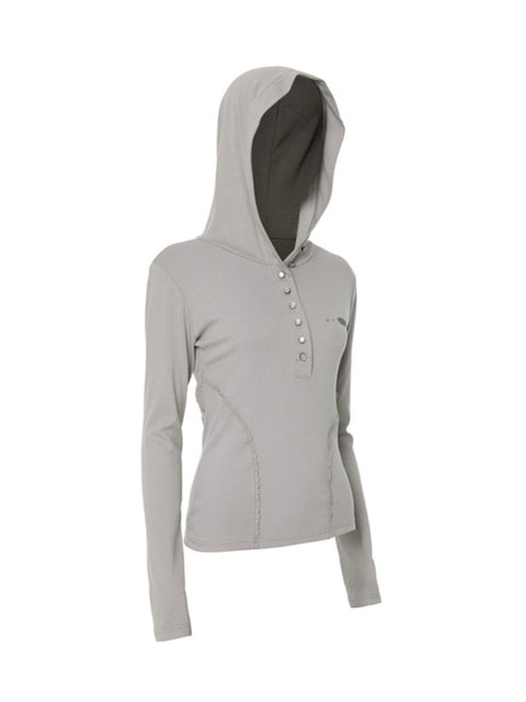 【FLAREUP】Button Up Lace Hoodie / 【フレアアップ】ボタンアップレースフードロングTシャツ