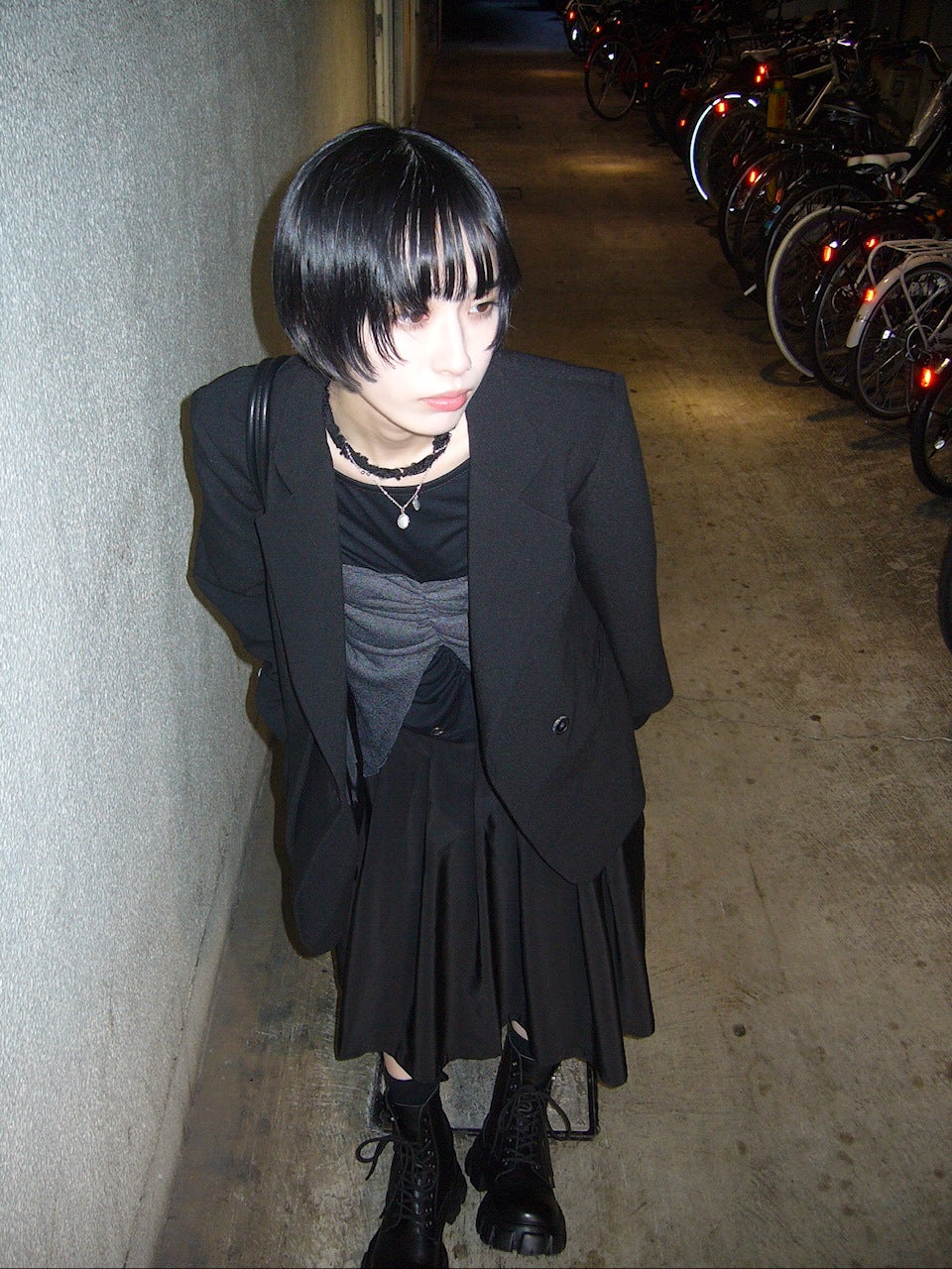 受注制【oaks】studs design pleats midi skirt