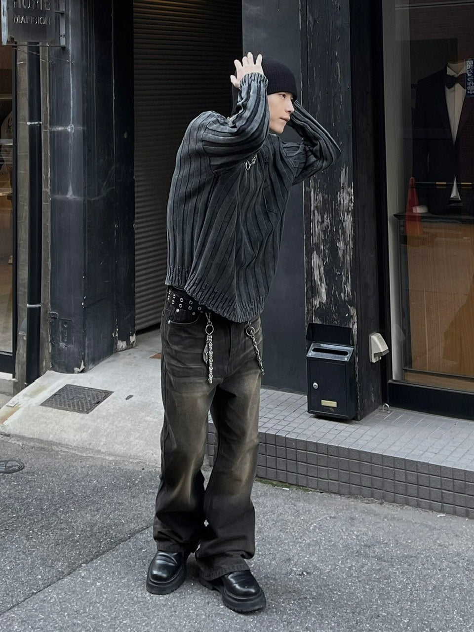 受注制【Chikashitsu +】phantom flare denim pants (2color) / 【チカシツプラス】フレアデニムパンツ