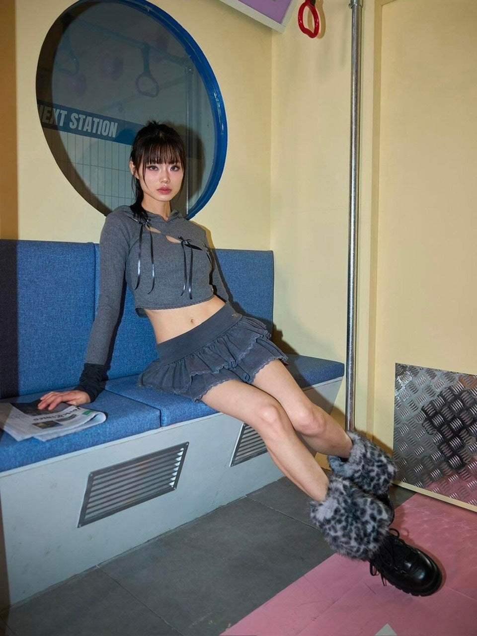 【CHERRYQUIRI】wave lace ribbon hoody / 【チェリーキュリー】ウェイブレースリボン長袖パーカー