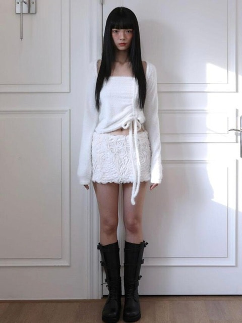 【Uglyshadow】ANGORA HOODIE TANK TOP / 【アグリーシャドウ】アンゴラフードタンクトップ長袖カーディガン