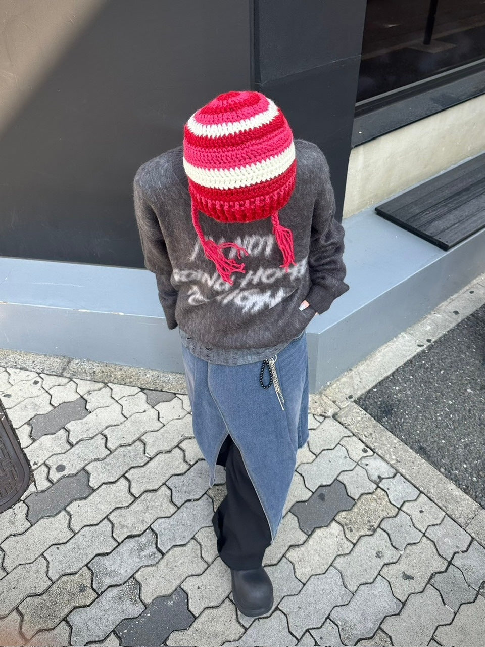 受注制【Chikashitsu +】unisex slogan knit (4color)