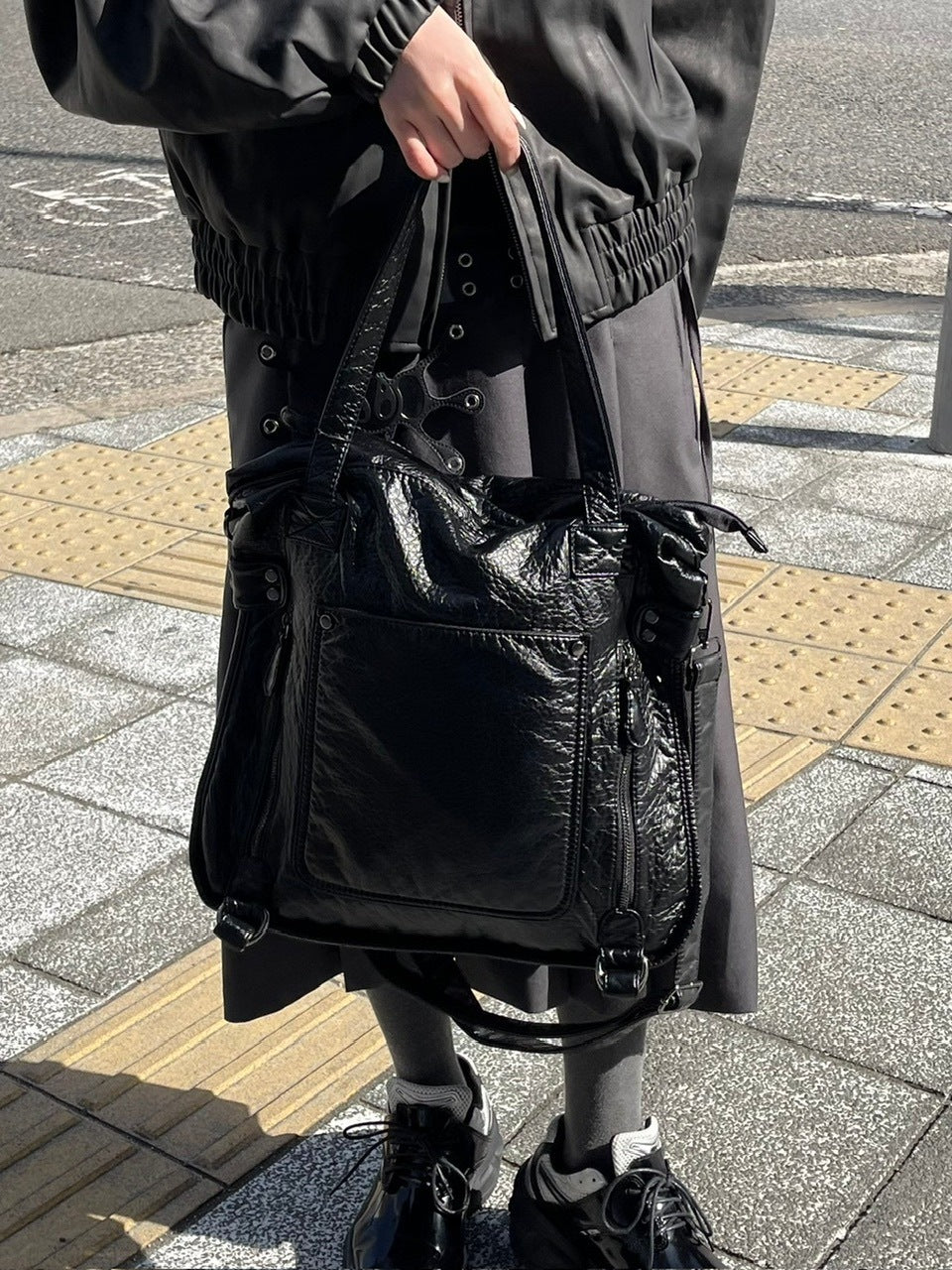 受注制【Chikashitsu +】antique like eco leather tote bag / 【チカシツプラス】アンティーク風エコレザートートバッグ