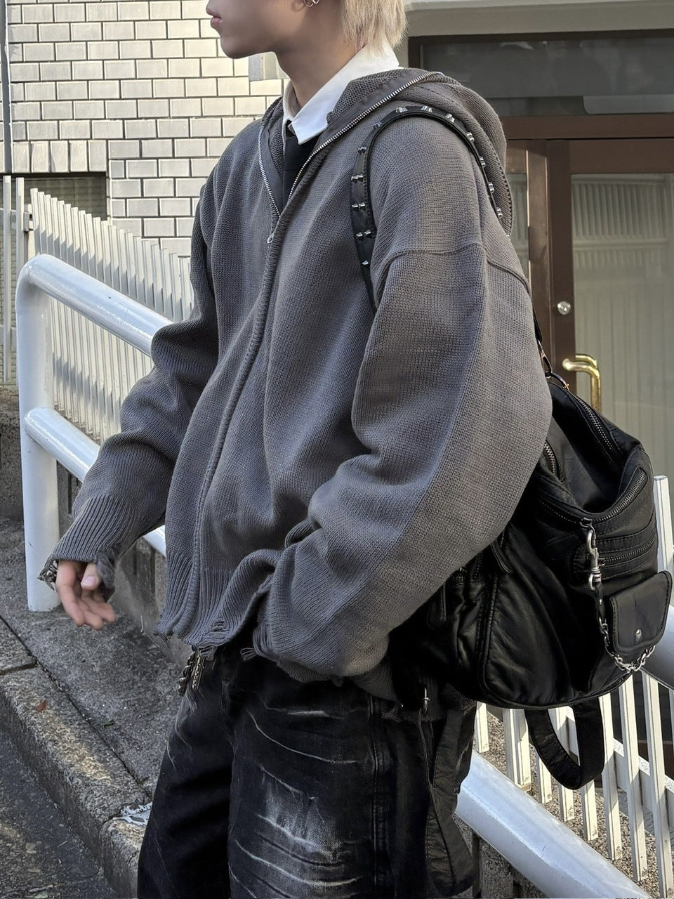 大阪店WEB限定受注制【Chikashitsu +】full zip up knit hoodie (3color)