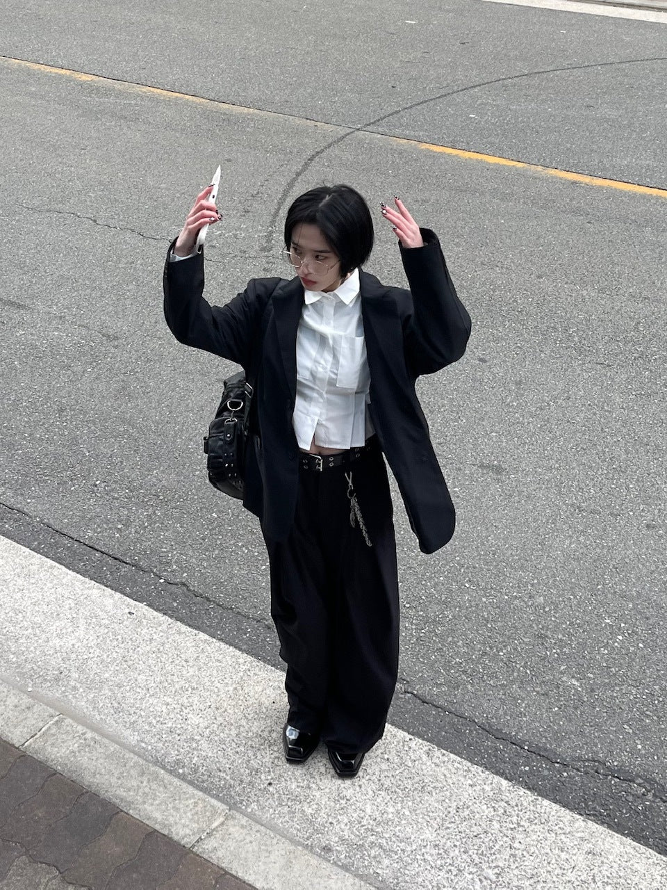 受注制【oaks】cropped pintuck pocket shirt (3color)