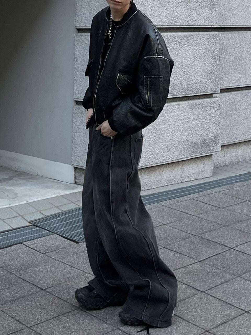 受注制【Chikashitsu +】wide curve denim pants