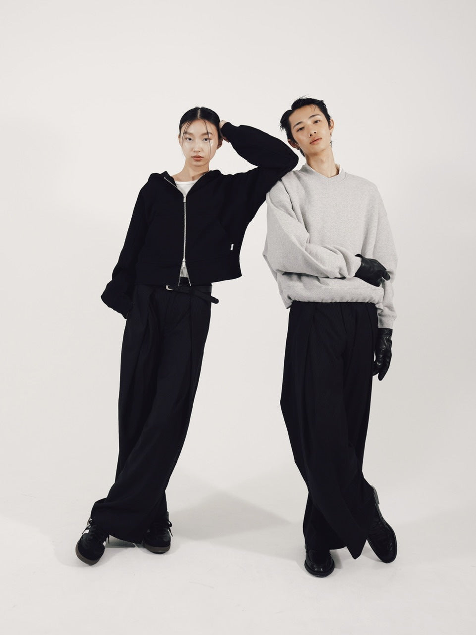 【CS】cropped double zip hoodie (black)