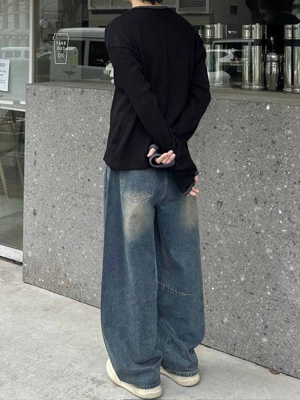 受注制【youll】henry neck waffle long tee (2color)