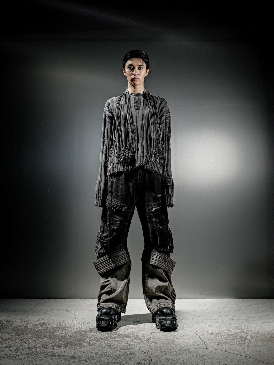 【DIG YOUR OWN GRAVE】PIGMENT DAMAGE KNIT / 【ディグユアオウングレイブ】ピグメントダメージ長袖ニット