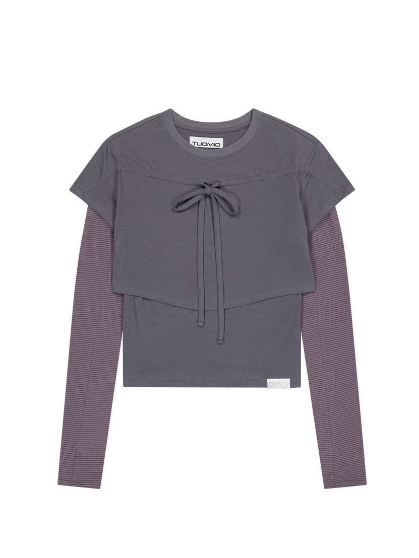 【TUOMIO】STRIPE LAYERED STRAPPY TOP